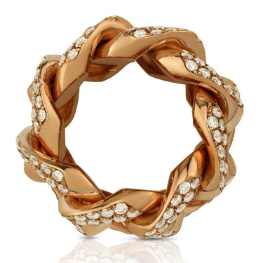 Diamond Cuban Link Ring in 14k Rose Gold 4.50 Ctw